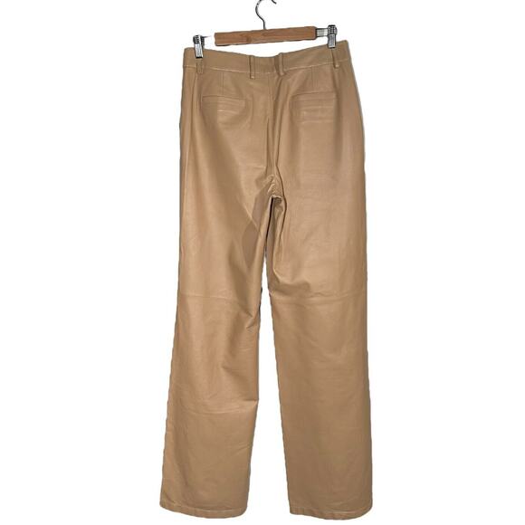 LAFAYETTE 148 100%Lamb Leather Wide Leg High Rise Leather Pants Trouser Brown 4 - Picture 2 of 11